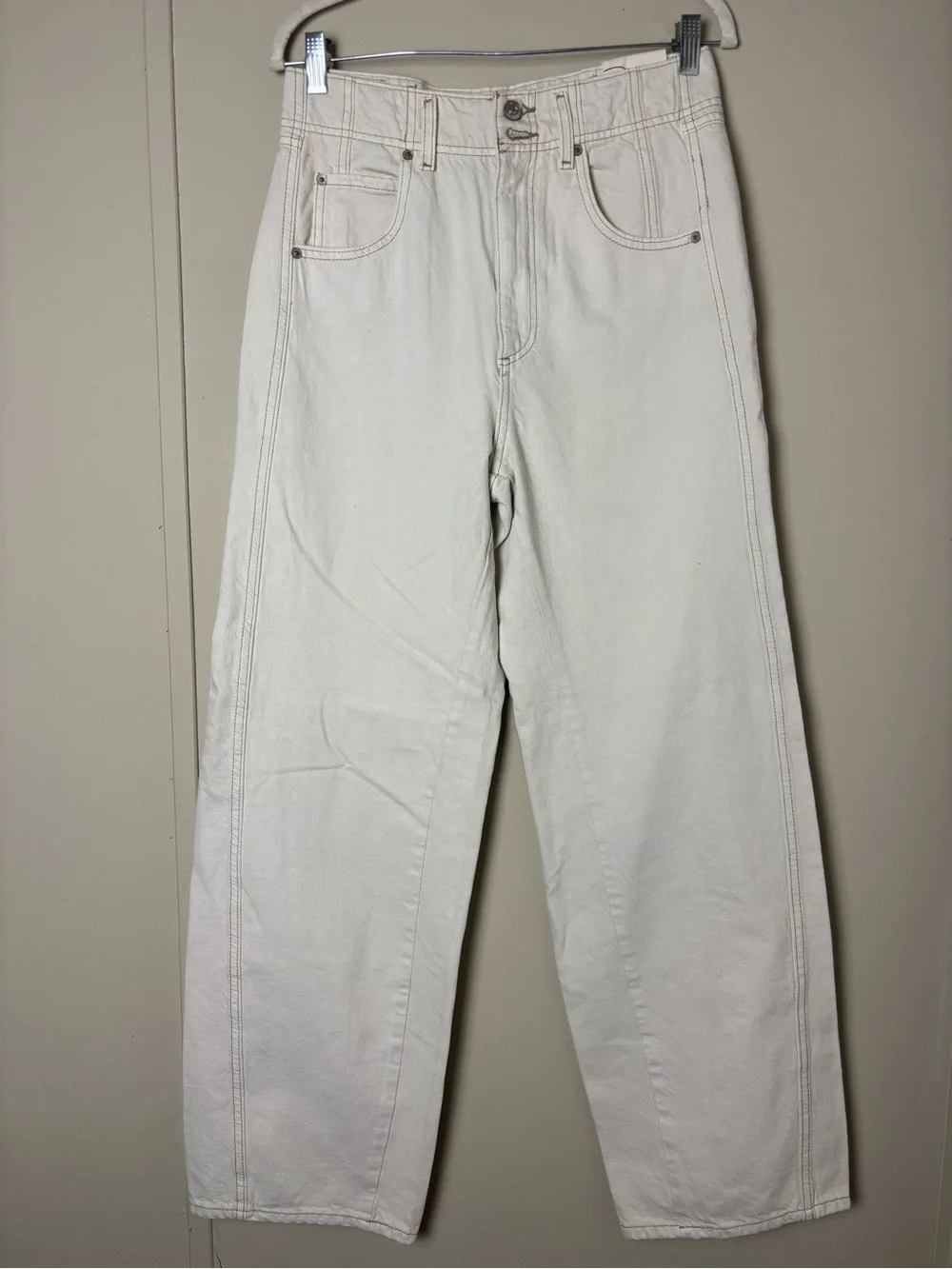NEW Free People We The Free Aster Straight Leg Jeans size 30 Cream off white
